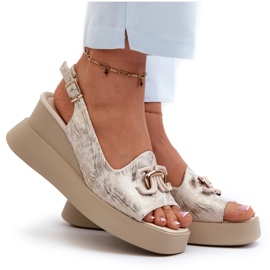 Sandalias De Mujer Con Plataforma Y Cuña Con Adorno Dorado Janesca 8
