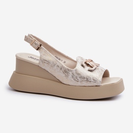 Sandalias De Mujer Con Plataforma Y Cuña Con Adorno Dorado Janesca 1