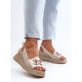 Sandalias De Mujer Con Plataforma Y Cuña Con Adorno Dorado Janesca 3