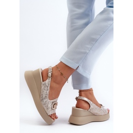 Sandalias De Mujer Con Plataforma Y Cuña Con Adorno Dorado Janesca 6