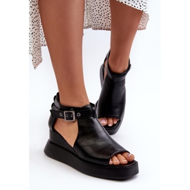 Jezzi Sandalias De Mujer Con Plataforma Y Cuña Confeccionadas En Piel Ecológica, Negro Hloeli 4