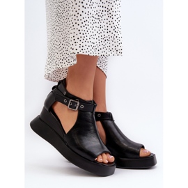 Jezzi Sandalias De Mujer Con Plataforma Y Cuña Confeccionadas En Piel Ecológica, Negro Hloeli 2