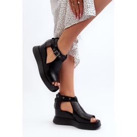 Jezzi Sandalias De Mujer Con Plataforma Y Cuña Confeccionadas En Piel Ecológica, Negro Hloeli 6