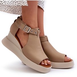 Jezzi Sandalias De Mujer Con Plataforma Y Cuña Confeccionadas En Piel Ecológica, Beige Hloeli 9