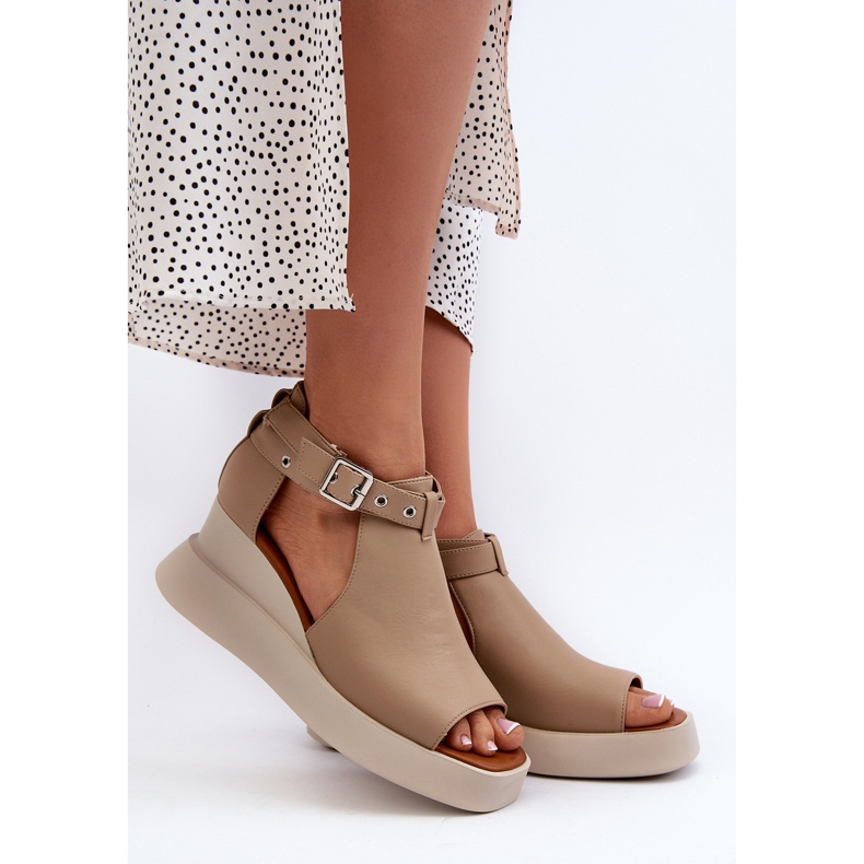 Jezzi Sandalias De Mujer Con Plataforma Y Cuña Confeccionadas En Piel Ecológica, Beige Hloeli 2