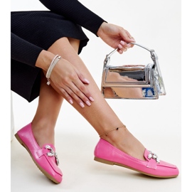 Mocasines rosa oscuro con hebilla Mali de circonitas rosado 1