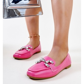 Mocasines rosa oscuro con hebilla Mali de circonitas rosado 3
