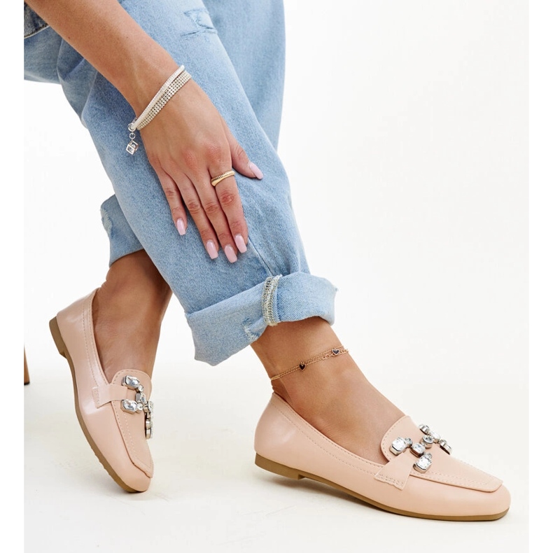 Mocasines beige con hebilla Mali de circonitas 1 Mocasines beige con hebilla Mali de circonitas 1