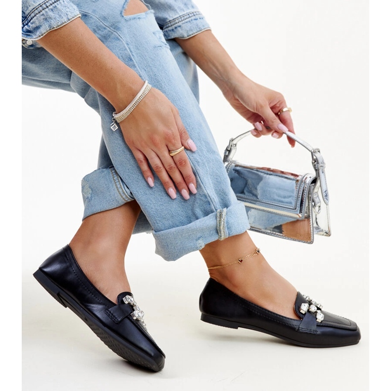 Mocasines negros con hebilla Mali de circonitas 1