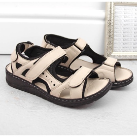 Sandalias mujer cómodas piel con velcro, beige Artiker 52C0294 6