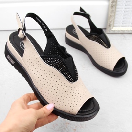 Sandalias cuña calada piel beige Filippo DS6145 3