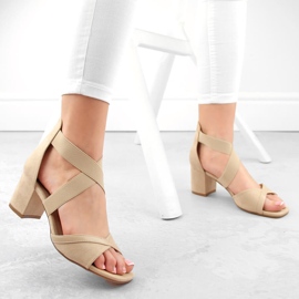 Sandalias de mujer beige con tacón y elásticos Filippo DS6262 2