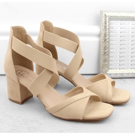 Sandalias de mujer beige con tacón y elásticos Filippo DS6262 4