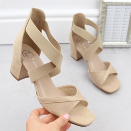 Sandalias de mujer beige con tacón y elásticos Filippo DS6262 5
