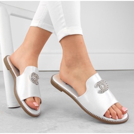 Chanclas de mujer cómodas con circonitas, blanco S.Barski 050 1