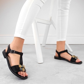 Sandalias de mujer cómodas negras con circonitas S.Barski 030 negro 3