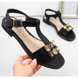 Sandalias de mujer cómodas negras con circonitas S.Barski 030 negro 4