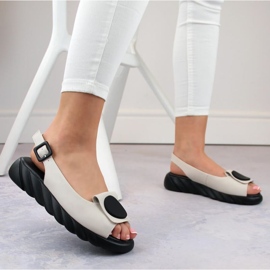 Sandalias cómodas de piel con plataforma Artiker W HBH74B, beige 1