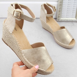 Sandalias mujer alpargatas en cuñas doradas eVento dorado 2