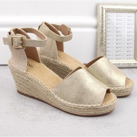 Sandalias mujer alpargatas en cuñas doradas eVento dorado 3