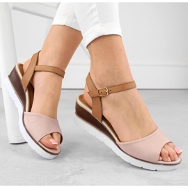 Sandalias cuña mujer piel rosa Potocki 77300 rosado 1
