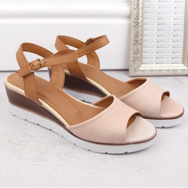 Sandalias cuña mujer piel rosa Potocki 77300 rosado 5