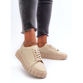 Evento Zapatillas de mujer de piel con plataforma Eselmarie beige 2