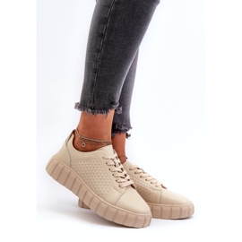 Evento Zapatillas de mujer de piel con plataforma Eselmarie beige 1
