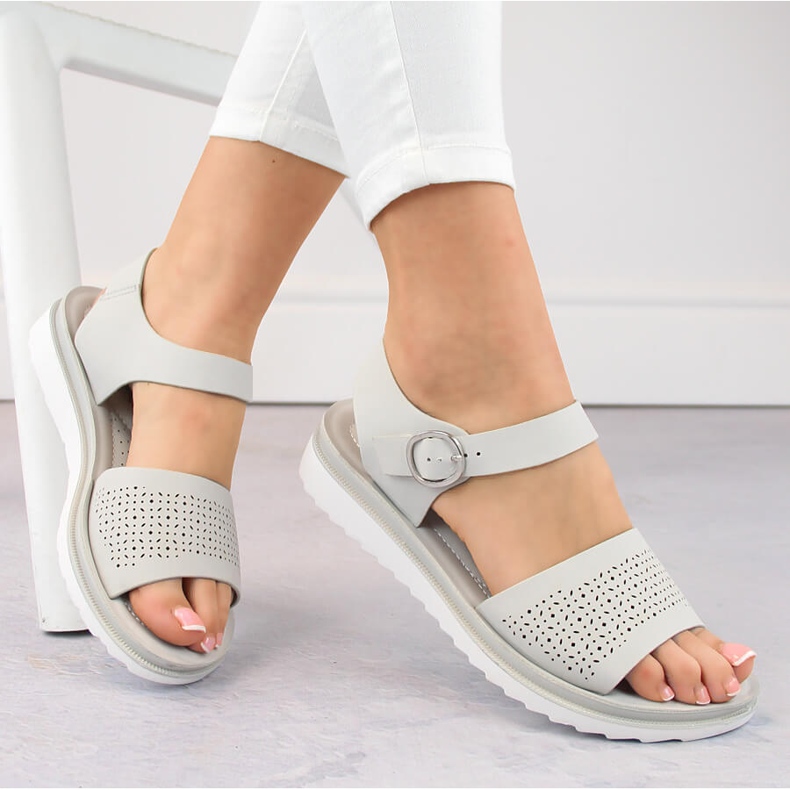 Sandalias mujer gris calado Sergio Leone SK082H 1