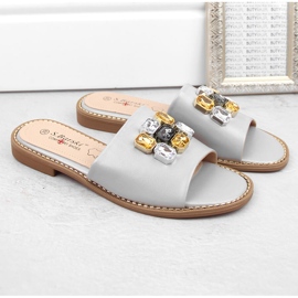Babuchas de mujer cómodas plateadas con circonitas S.Barski 031 plata 7