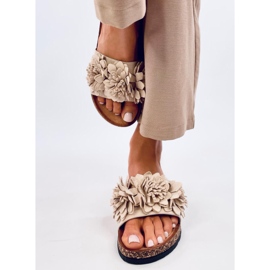 Sebill Chanclas de corcho beige con flores 2