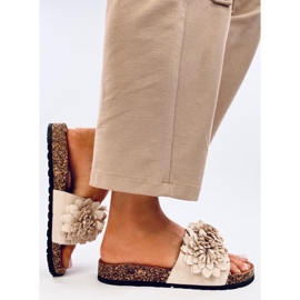 Sebill Chanclas de corcho beige con flores 3