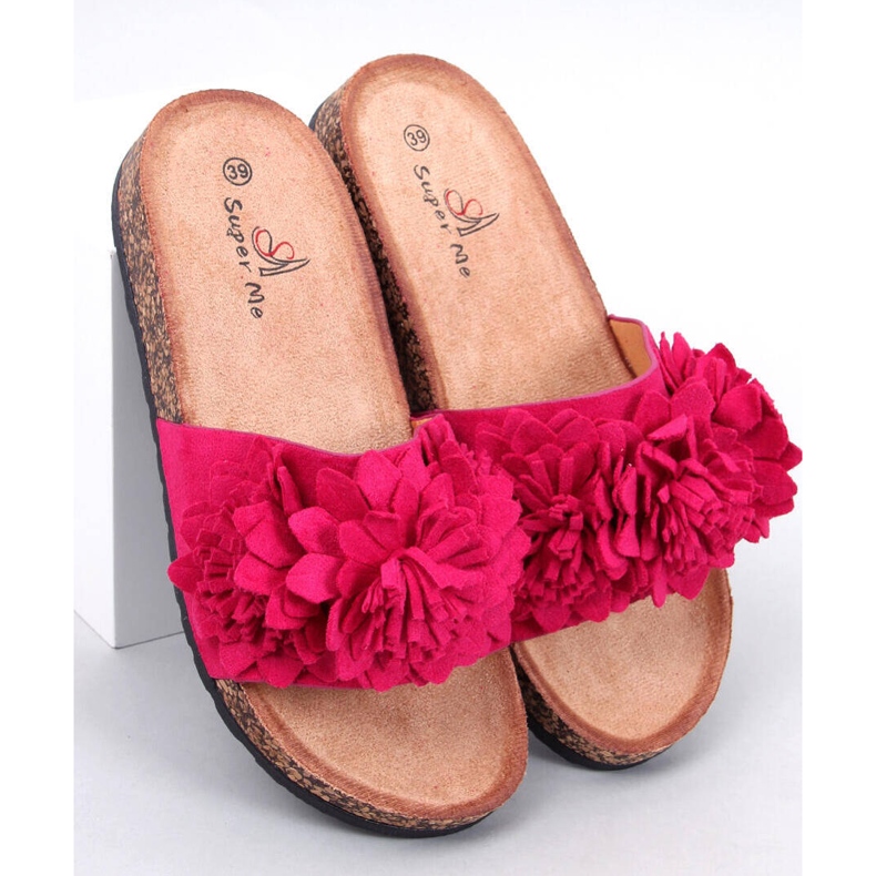 Chanclas de corcho con flores Sebill Fucsia rosado 1