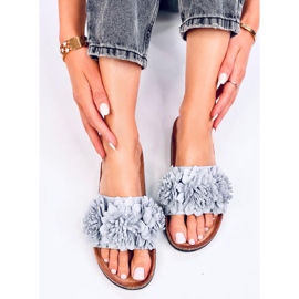 Babuchas de corcho con flores Sebill Gris 4