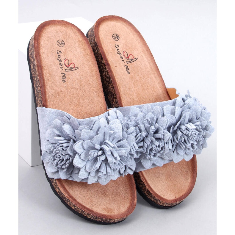 Babuchas de corcho con flores Sebill Gris 1 Babuchas de corcho con flores Sebill Gris 1