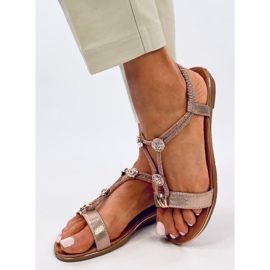 Sandalias Hesna champán con circonitas rosado 5