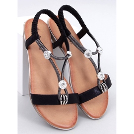 Hesna Sandalias negras con circonitas negro 1