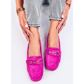 Mocasines mujer en ante Sourd Fucsia rosado 5