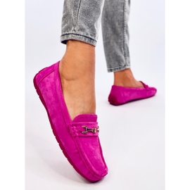Mocasines mujer en ante Sourd Fucsia rosado 4