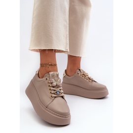 Deportivas Mujer Piel Con Adornos CheBello 4292 Beige 3