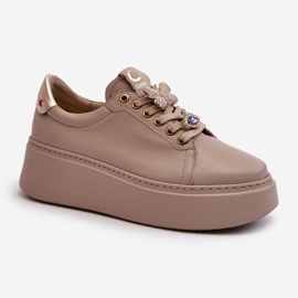 Deportivas Mujer Piel Con Adornos CheBello 4292 Beige 1
