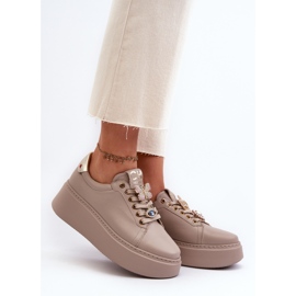 Deportivas Mujer Piel Con Adornos CheBello 4292 Beige 2
