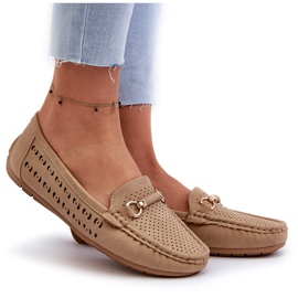 Mocasines Calados Con Decoración Para Mujer, Marrón Kaydance beige 9