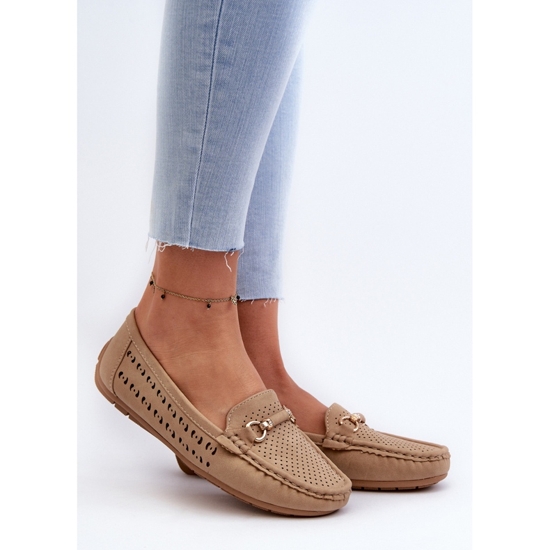 Mocasines Calados Con Decoración Para Mujer, Marrón Kaydance beige 2