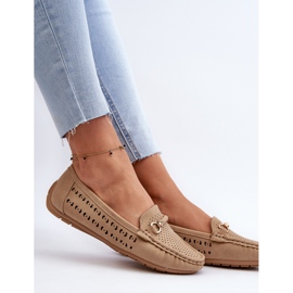 Mocasines Calados Con Decoración Para Mujer, Marrón Kaydance beige 8