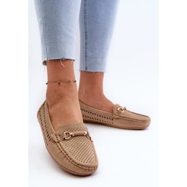 Mocasines Calados Con Decoración Para Mujer, Marrón Kaydance beige 3