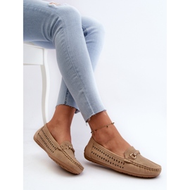 Mocasines Calados Con Decoración Para Mujer, Marrón Kaydance beige 7