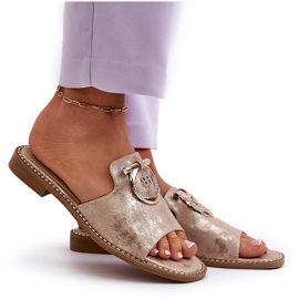 Chanclas Mujer Elegantes Brillantes Con Decoración S.Barski KV27-032 Dorado 9