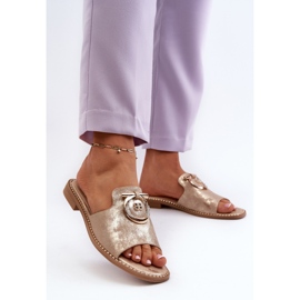 Chanclas Mujer Elegantes Brillantes Con Decoración S.Barski KV27-032 Dorado 3