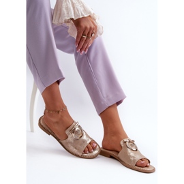 Chanclas Mujer Elegantes Brillantes Con Decoración S.Barski KV27-032 Dorado 8
